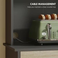 HOMCOM Dulap de Bucătărie cu Sertar, Rafturi Deschise și Dulapuri Negru și Lemn(m-6)