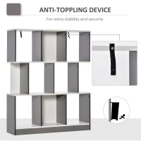 HOMCOM Bibliotecă cu 8 Rafturi pentru Sufragerie și Dormitor, din Lemn, 100x24x124 cm, Gri Închis(m-5)