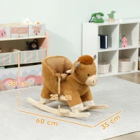 AIYAPLAY Baby Rocking Horse with Safety Belt, Wood Base, Animal Rocker for Children, Brown(m-3)