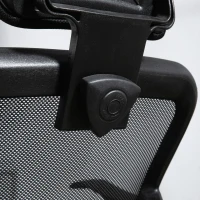 Scaun de Birou Ergonomic Vinsetto cu Șezut Reglabil și Tetieră, din Poliester și Oțel, 63x62x106-114 cm, Negru(m-8)