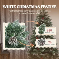 HOMCOM Brad de Crăciun 180 cm de Interior cu 620 de Ramuri, Conuri și Boabe Verde(m-5)