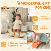 AIYAPLAY Wooden Balance Board for Kids, Wobble Board with Silent Felt for Sensory Play, Orange(m-7)