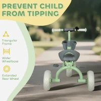 AIYAPLAY Kids Trike, Toddler Tricycle with Front Basket and EVA Wheels for Ages 2-5 Years, Indoor Outdoor for Boys Girls, Green(m-5)