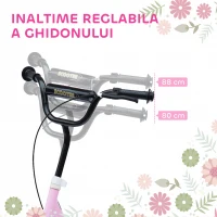HOMCOM Trotinetă pentru Copii cu Frână Posterioară și Ghidon Reglabil Roz(m-4)
