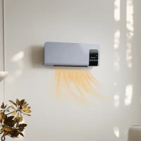 HOMCOM Ventilator Termic de Perete cu Temporizator 12h și 2 Moduri Gri(m-2)