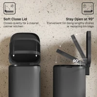 HOMCOM 30L Kitchen Bin, Compact Pedal Bin with Soft-Close and Stay-Open Lid, Removable Bucket for Kitchen, Home, Office, Black(m-5)