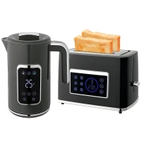 HOMCOM Touch Screen Kettle and Toaster Set - Grey(m-11)