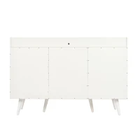 Credenza con 3 cassetti, ante scorrevoli a righe, 117,5x39,5x79 cm, Bianco(m-12)
