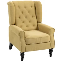 HOMCOM Wingback Accent Chair, Retro Upholstered Button Tufted Occasional Chair for Living Room and Bedroom, Yellow(m-11)