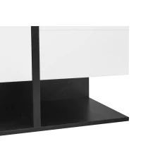 Tavolino da salotto con 2 cassetti, tavolino quadrato da soggiorno con vano contenitore, 70x70x35,5 cm, Nero+Bianco(m-8)