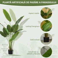 Plantă Artificială HOMCOM de 160 cm cu 10 Frunze Verzi din PEVA și Vas de Ø16.5x13.5 cm(m-4)