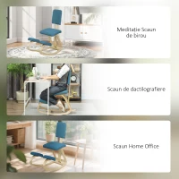 HOMCOM Scaun pentru genunchi din țesătură cu aspect de in și lemn, Maro închis(m-7)