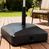 Outsunny Garden Parasol Base Holder, 43kg Water or 60kg Sand Filled, Outdoor Market Umbrella Stand Weight with Wheels and Brakes, Black(m-2)