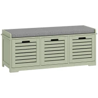 HOMCOM 3-Drawer Shoe Storage Bench - Green(m-1)