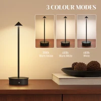 HOMCOM Lampă de Masă Touch Reîncărcabilă cu USB Autonomie 4-8 Ore Negru(m-4)