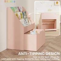 AIYAPLAY Bookcase for Kids with Shelves, Drawer, Bookcase for Bedroom, Playroom, Pink(m-5)