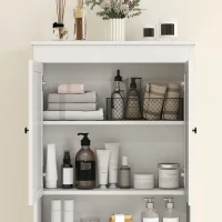 HOMCOM Dulap Peste WC cu 2 Rafturi Închise și Raft Deschis, Alb(m-6)