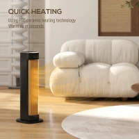 HOMCOM 2000W Ceramic Electric Heater with 3 Heat Settings, Timer - Black(m-4)