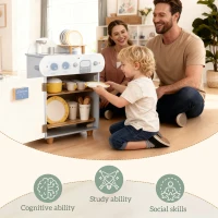 AIYAPLAY Wooden Dishwasher Playset, Kitchen Sink Toys with Faucet, Sink and Accessories, Gift for Boys Girls Toddlers(m-7)