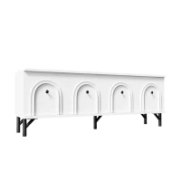Mobile TV 4 ante, design elegante con frontale ad arco 3D, 160x38x55,5 cm, Bianco(m-9)