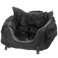 PawHut Dog Car Seat for Small Dogs with Fixed Buckle, Safety Leash, Washable Cover, 58 x 45 x 28 cm, Black(m-11)