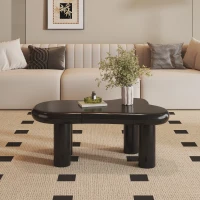 Tavolino da salotto a forma di nuvola, in MDF con illuminazione LED e cassetto, 98x65,5x40 cm, Nero(m-1)