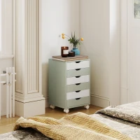 HOMCOM Bloco de Gavetas Móvel Arquivador com 6 Gavetas Suporte para Impressora com Rodas 40x35x63 cm Verde e Branco(m-7)