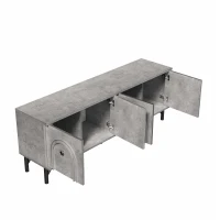 Mobile TV 4 ante, design elegante con frontale ad arco 3D, 160x38x55,5 cm, Grigio(m-10)