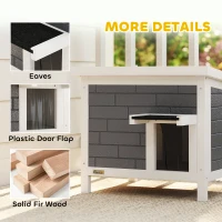 PawHut Outdoor Cat House Insulated with Openable Roof, Weatherproof Feral Cat Shelter for Rabbits, Cats, Grey(m-7)