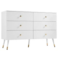 Cassettiera a 6 cassetti, con motivo geometrico e maniglie a forma di diamante, per camera da letto e soggiorno, 120x40x80 cm, Bianco(m-9)