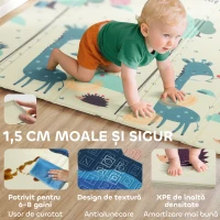 AIYAPLAY Covoraș bebeluși pliabil, față-verso, 196x176cm, temă cerbi și balene(m-6)