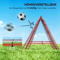 HOMCOM Fußballtor, verstellbar, klappbar, Metallrahmen, 100 x 68-95 cm, Rot(m-4)