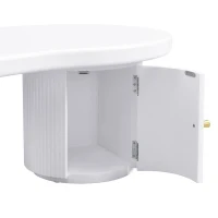 Tavolino da salotto asimmetrico con vano portaoggetti, per soggiorno e uffici, 100x60x37 cm, Bianco(m-9)