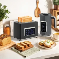 HOMCOM Touch Screen Kettle and Toaster Set - Grey(m-2)