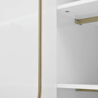 Credenza con 2 cassetti e 2 ante in vetro, ampio vano contenitivo, 140x38x90 cm, Bianco(m-11)