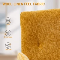 HOMCOM Tapicerowany fotel, fotel dekoracyjny, nowoczesny design, obrotowy, do 120 kg, żółty(m-6)