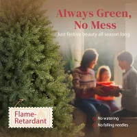 HOMCOM Brad Artificial de Crăciun de 180 cm cu Ramuri la Balama și Bază Metalică Pliabilă, Verde(m-4)