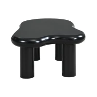 Tavolino da salotto a forma di nuvola, in MDF con illuminazione LED e cassetto, 98x65,5x40 cm, Nero(m-10)