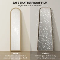 Oglindă HOMCOM de Podea și de Perete cu Suport, efect de Piatră, 40x160cm, Bej.(m-6)