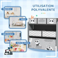 ZONEKIZ Meuble rangement enfant rangement jouet enfant 6 boîtes amovibles en tissu non tissé 63 x 30 x 66 cm gris(m-6)