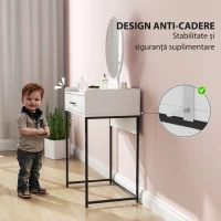 HOMCOM Set Măsuță de Toaletă cu Oglindă de Machiaj, Sertar și Scaun Căptușit, Alb(m-7)