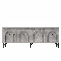 Mobile TV 4 ante, design elegante con frontale ad arco 3D, 160x38x55,5 cm, Grigio(m-2)