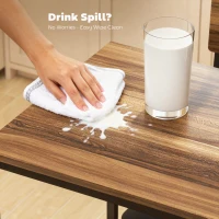 HOMCOM Masă de Bar cu 3 Rafturi și 2 Scaune cu Suport pentru Picioare și Spătar, din Lemn și Oțel, Negru și Nuc(m-7)