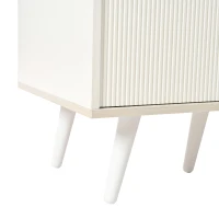 Credenza con 3 cassetti, ante scorrevoli a righe, 117,5x39,5x79 cm, Bianco(m-8)