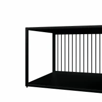 Tavolino da salotto con vetro temperato, con ampio spazio contenitivo, 110x48x35 cm, Nero(m-6)