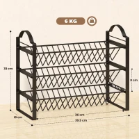 HOMCOM Suport pentru Condimente de Bucătărie cu 3 Rafturi Înclinate din Metal Negru(m-3)