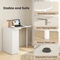 HOMCOM Birou pentru Cameră cu 6 Rafturi și 4 Rafturi Reglabile Alb(m-7)