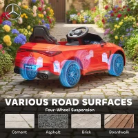 AIYAPLAY Licensed Mercedes AMG Kids Electric Car, 12V Ride On Car with Dual Motors, Remote Control for 3-6 Years, Red(m-8)