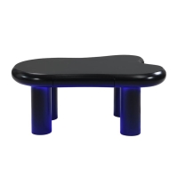 Couchtisch in Wolken-Form, MDF mit LED-Beleuchtung und Schublade, 98 x 65,5 x 40 cm, Schwarz