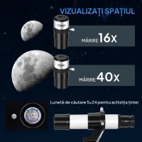 Outsunny Telescop Astronomic 70mm cu 2 Lentile Oculare și Adaptor pentru Smartphone, 80x80x135 cm, Alb și Negru(m-5)